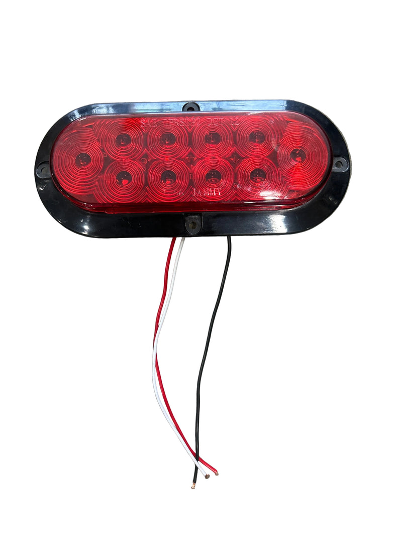 6 Inch Oval LED 10 Diode Flange Mount Red Light