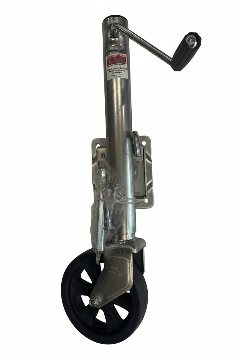 1.5K Swivel Marine Jack 10 Inch Lift Zinc Bolt-On with Fixed 8 Inch Caster