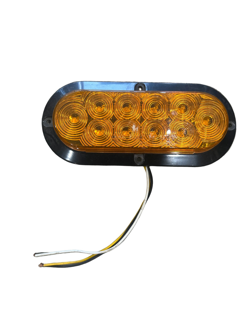 6 Inch Oval LED 10 Diode Flange Mount Amber Light